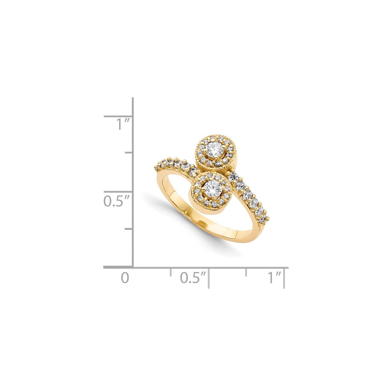 14KY AAA Diamond 2-stone Ring Semi-Mount - 2.3 mm center stones-6