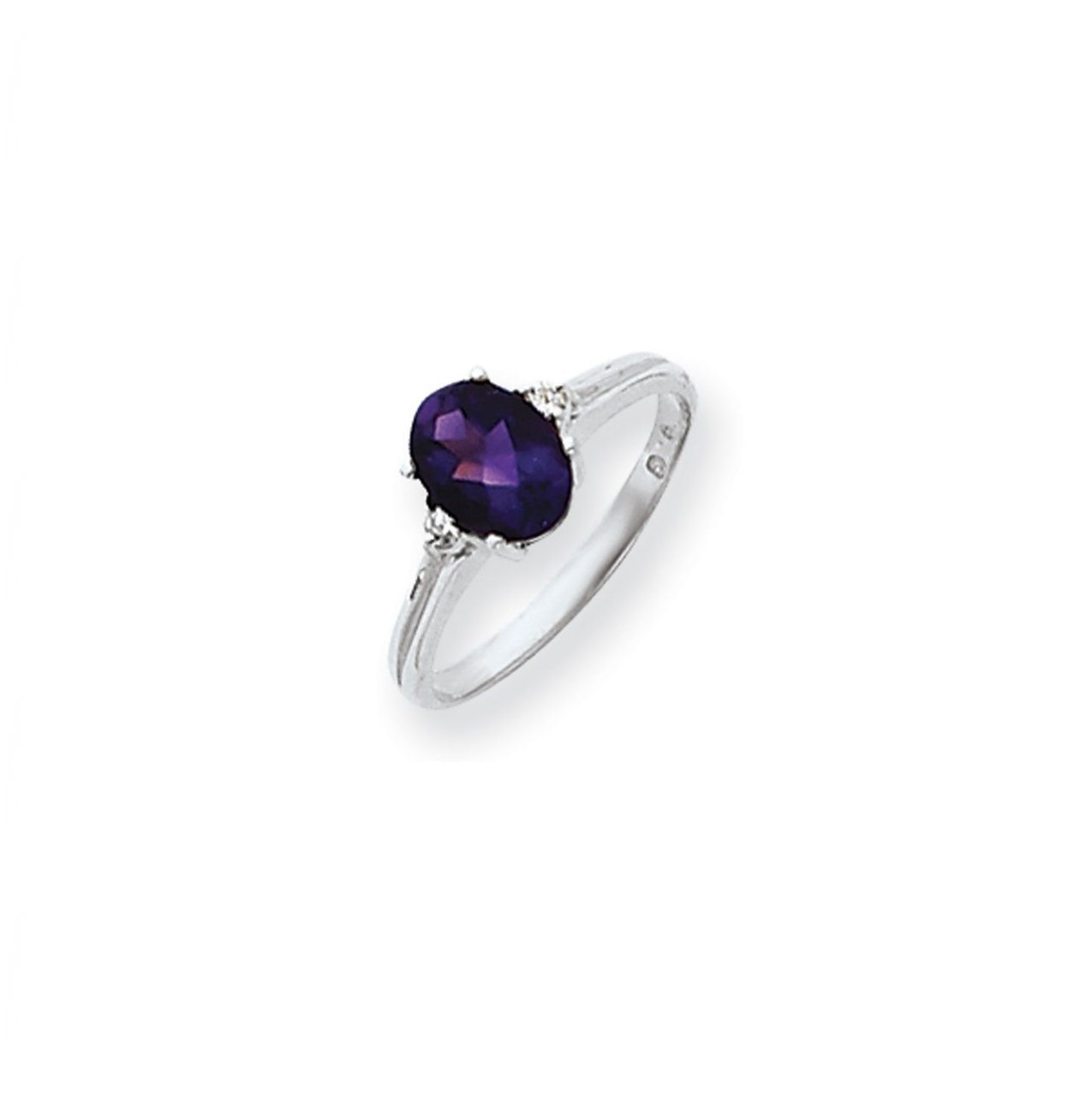 14k White Gold 8x6mm Oval Amethyst Checker VS Diamond ring