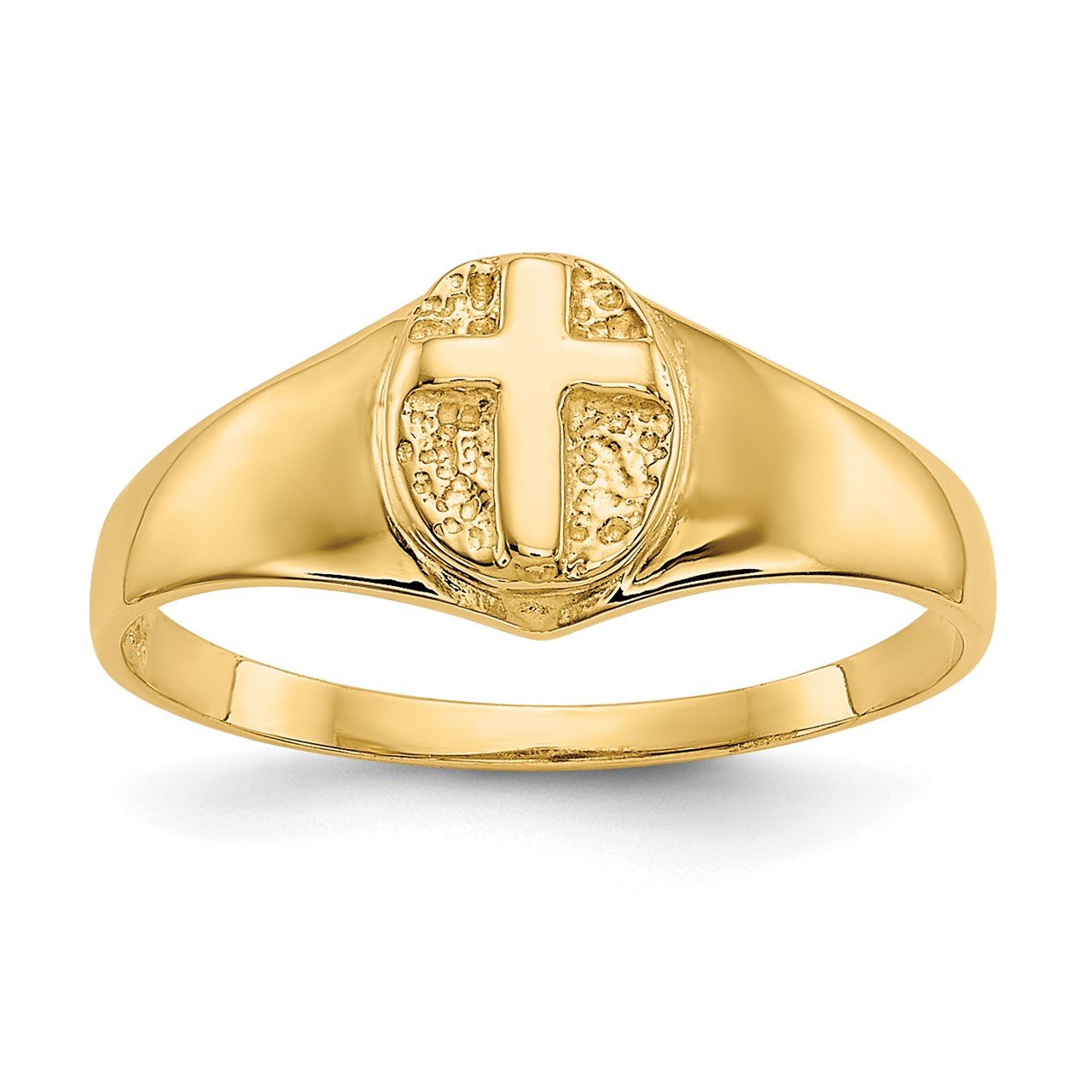 14k Childs Polished Open Cross Ring