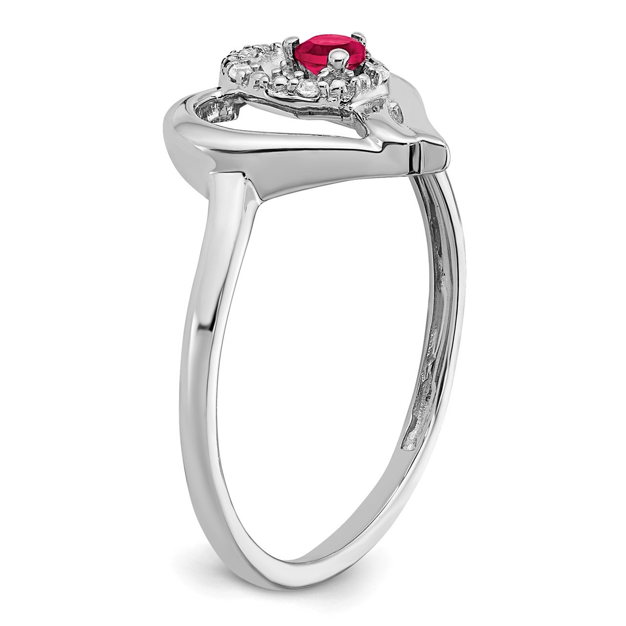 14k White Gold Ruby and Diamond Heart Ring-6