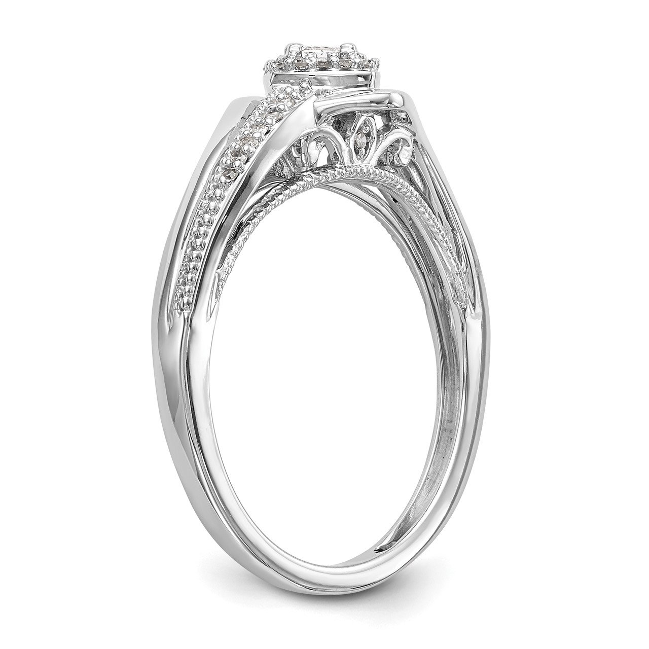 14K White Gold Complete Diamond Promise/Engagement Ring-5
