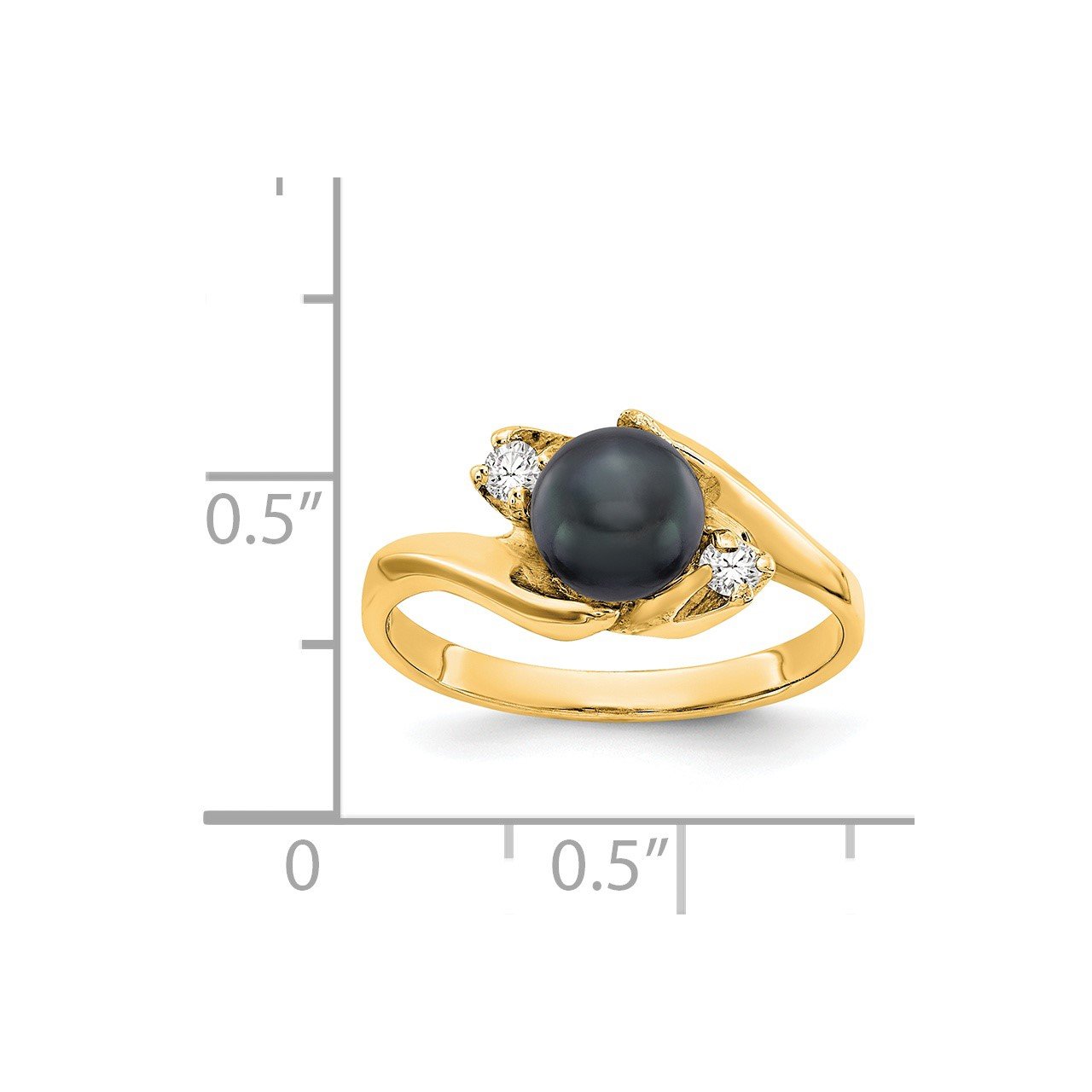 14k 6mm Black FW Cultured Pearl A Diamond ring-1