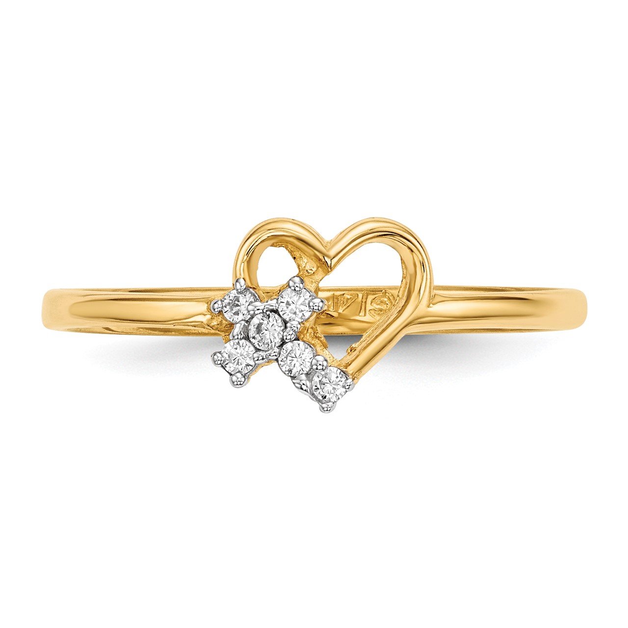 14k Heart with CZ Cross Ring-2