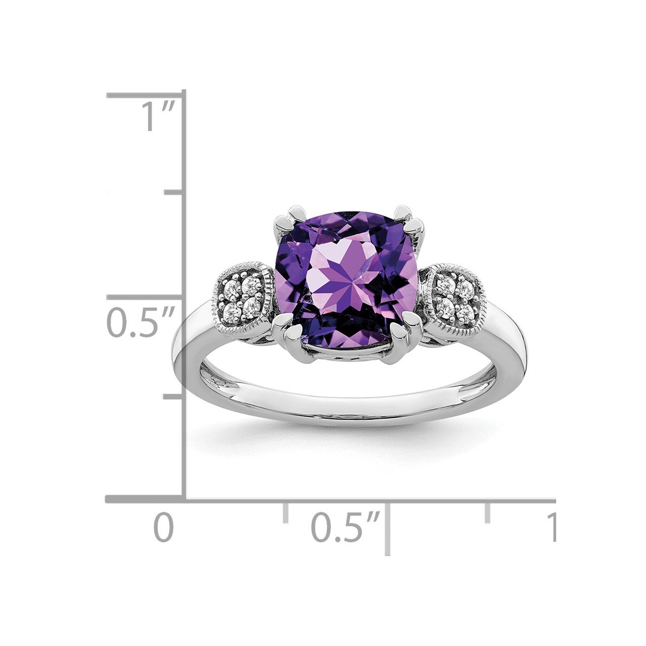 14k White Gold Amethyst and Diamond Ring-2