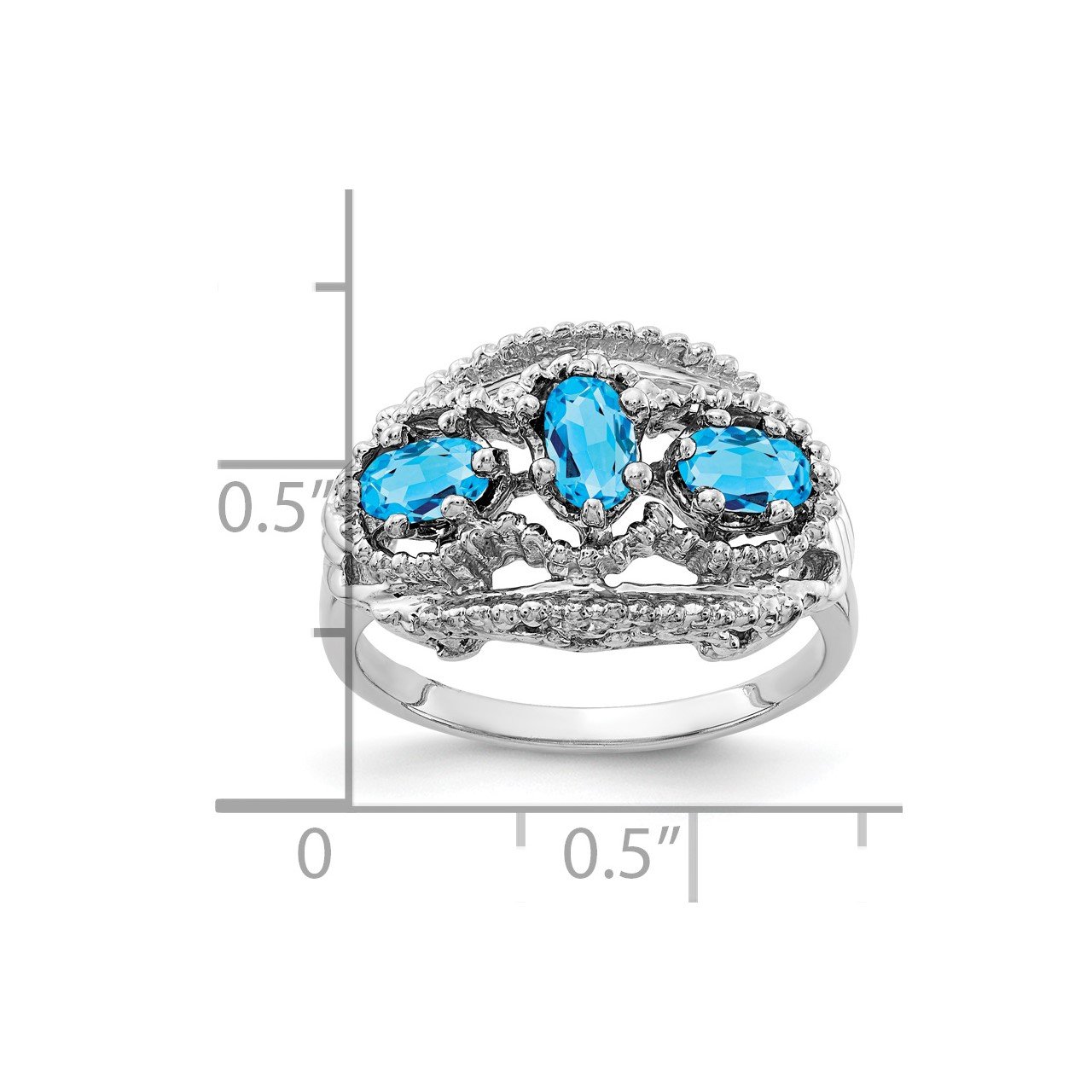 14k White Gold 5x3mm Oval Blue Topaz ring-1