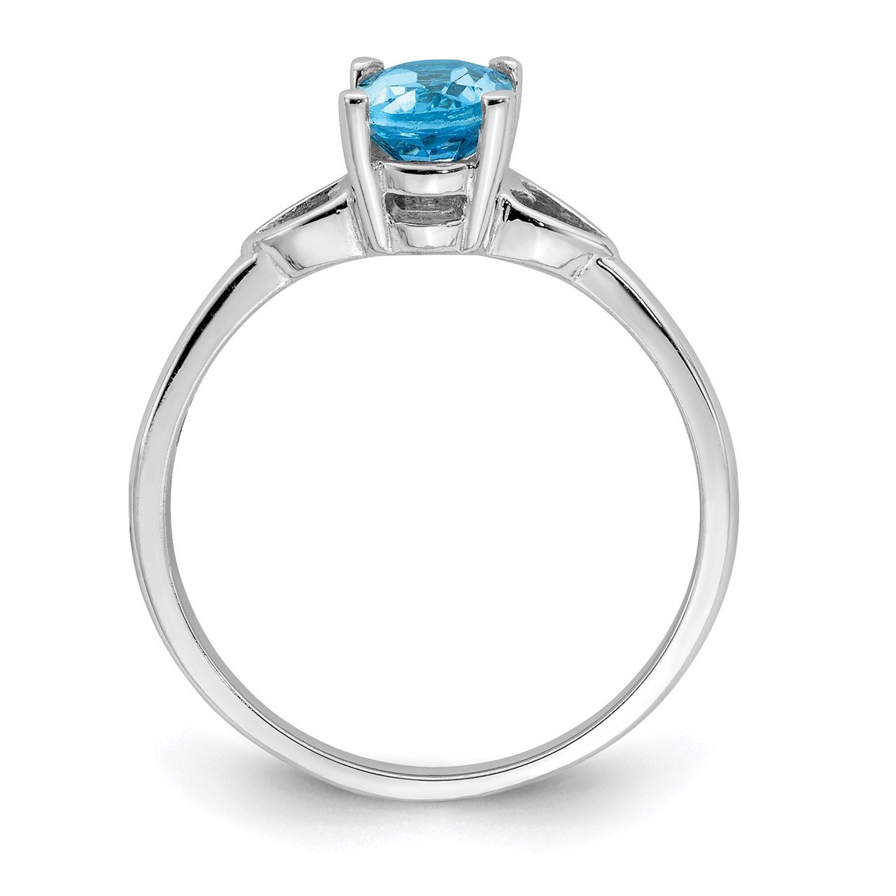 14k White Gold 7x5mm Oval Blue Topaz ring | The Gold Store