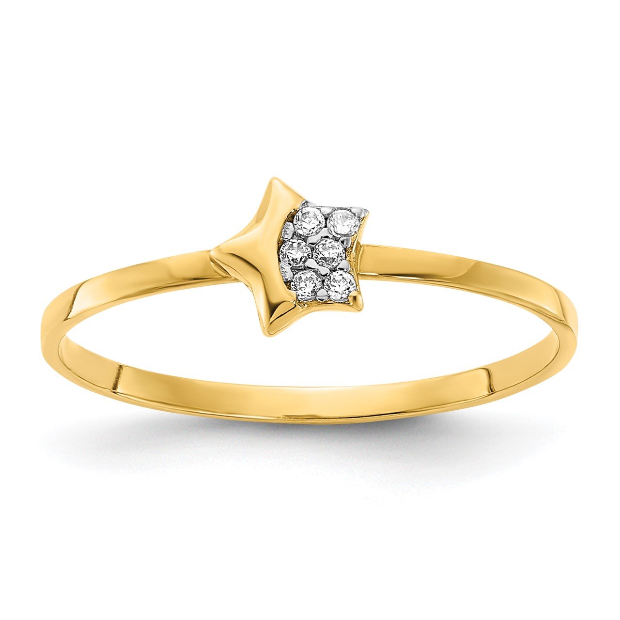 14K Polished CZ Star Ring