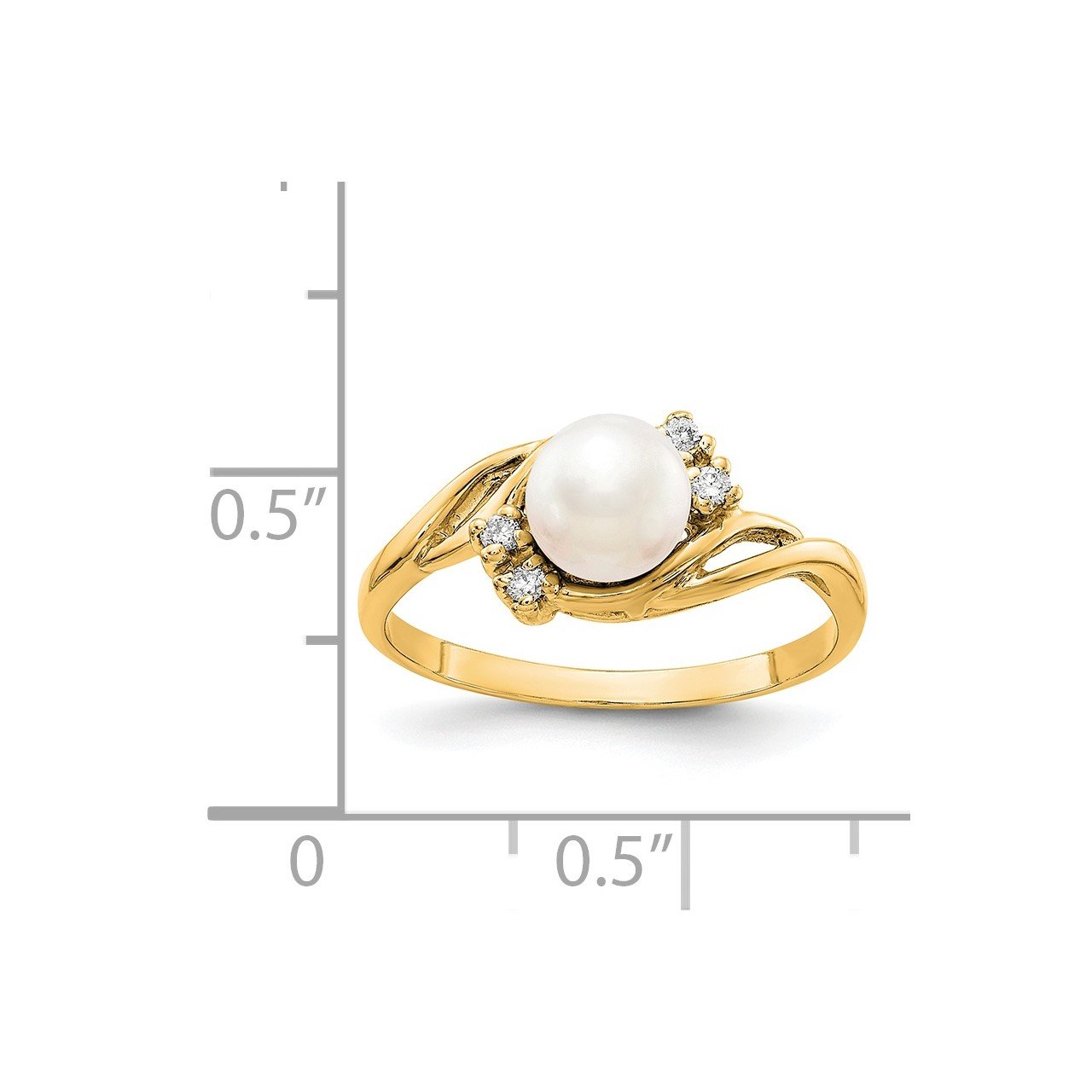 14k Gold 6mm FW Cultured Pearl VS Diamond ring-2