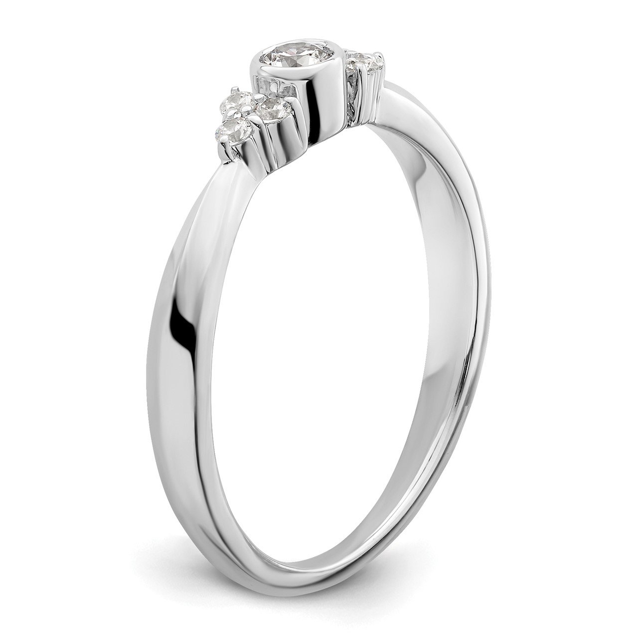 14kw Lab Grown Diamond SI1/SI2, G H I, Round Bezel Set Promise Ring-5