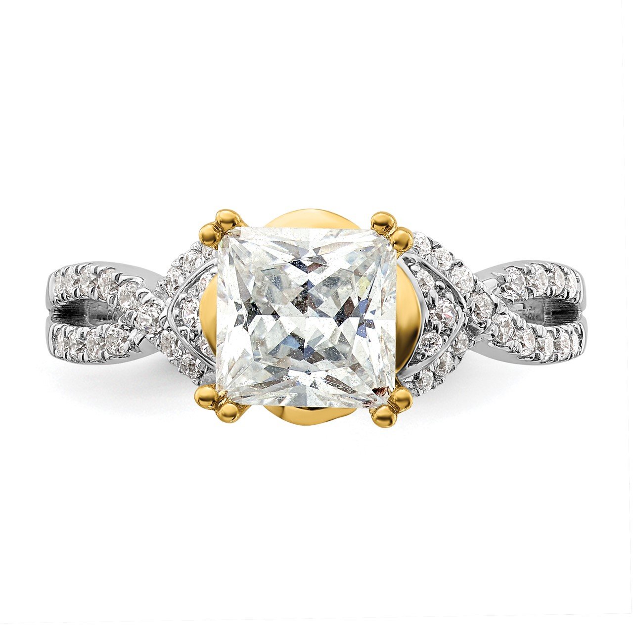 14k Two-tone Polish 1 1/2ct Princess Semi-Mount Engage Dia Ring-3