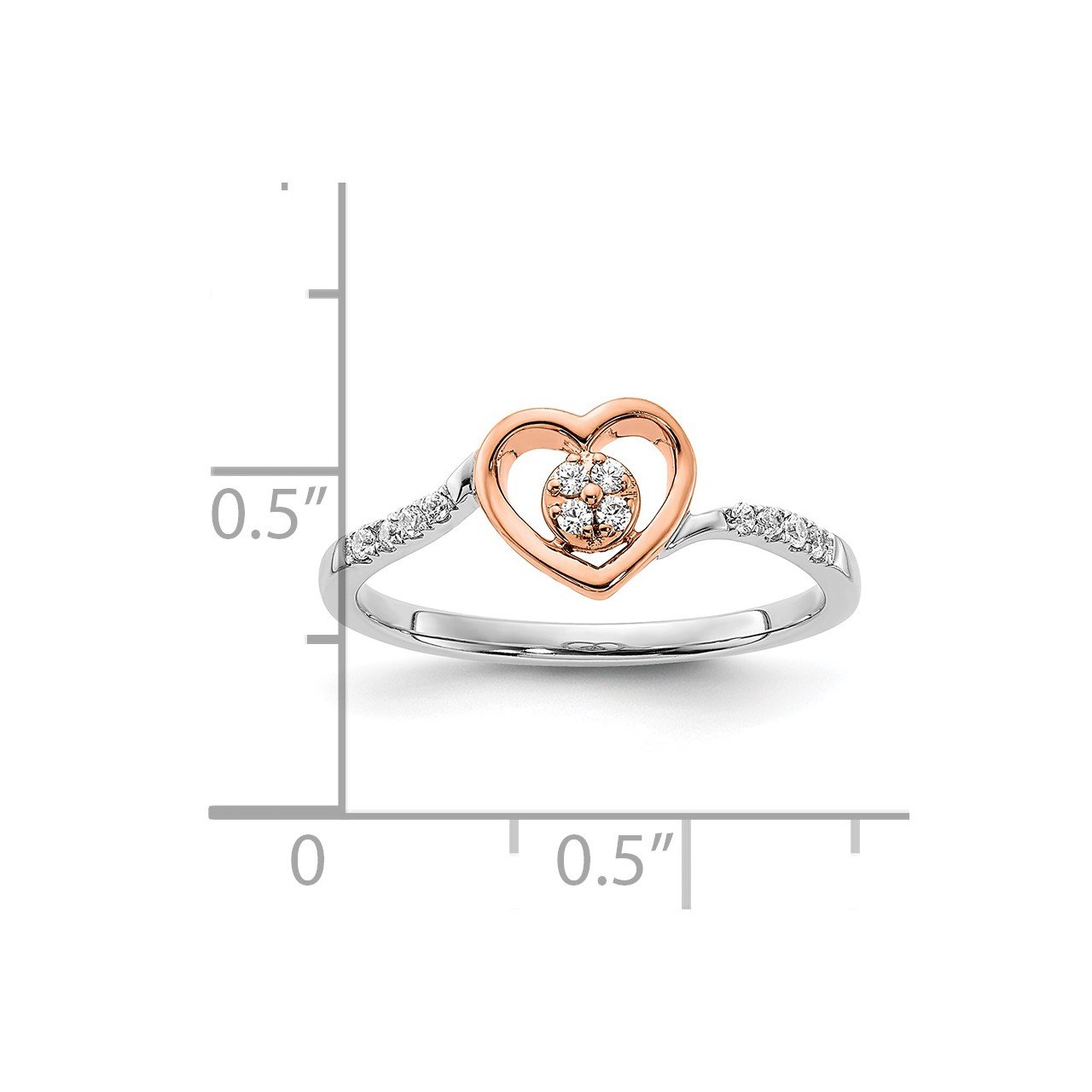 14k White and Rose Heart Cluster Complete Dia. Promise Ring-3