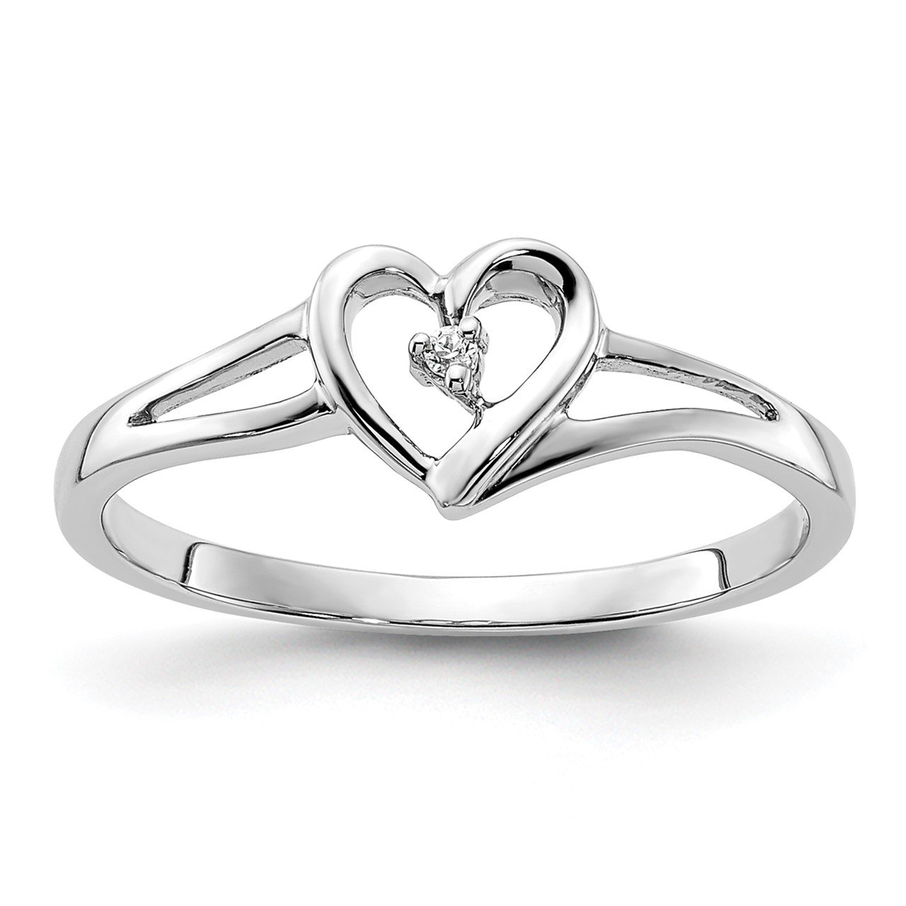 14k White Heart Complete Diamond Promise Ring