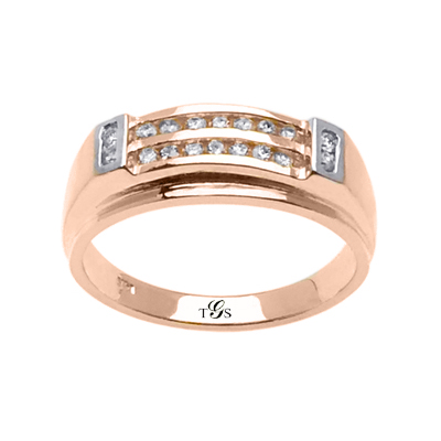 14k Two Tone Gold Diamond Band-0