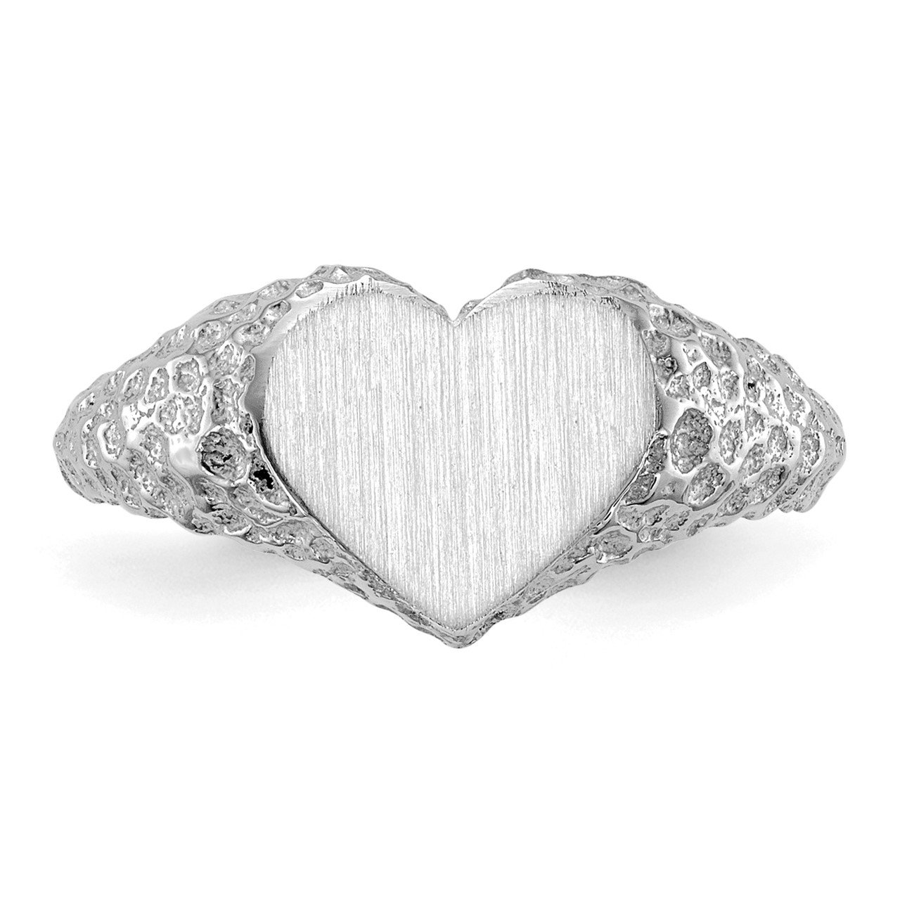 14k White Gold 8.0x9.0mm Open Back Heart Signet Ring-3