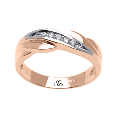 14k  Two Tone Gold Diamond Band-1