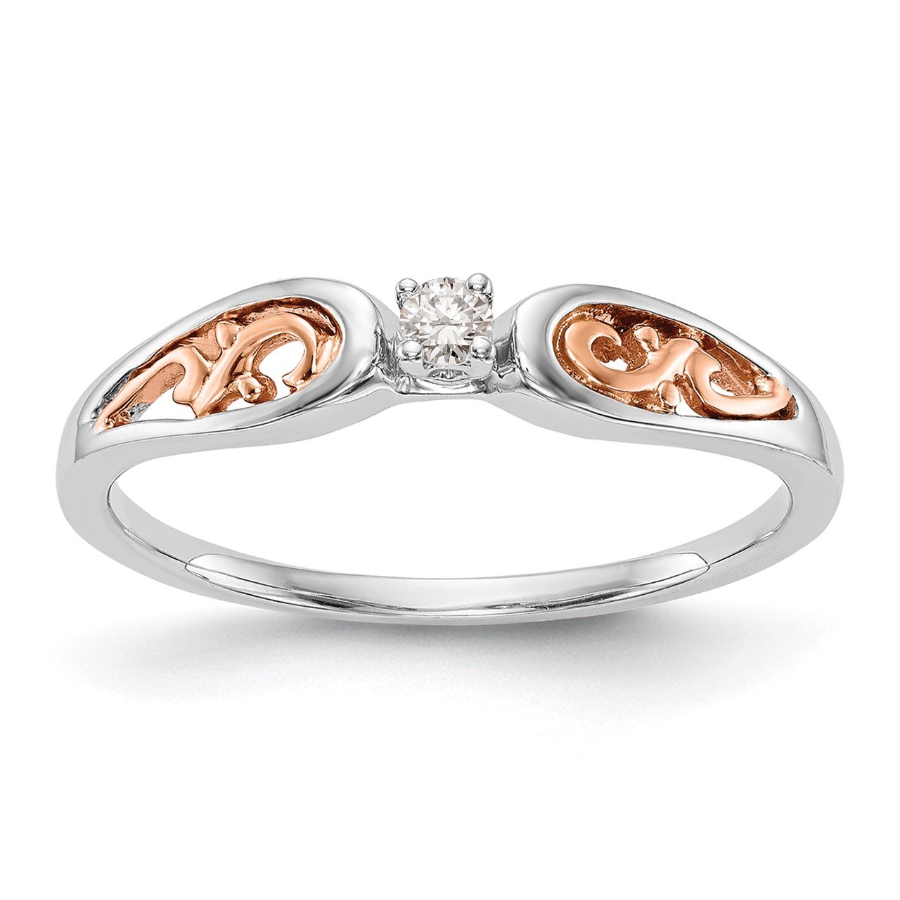 14K White Gold and Rose Gold Comp. Diamond Promise/Engagement Ring