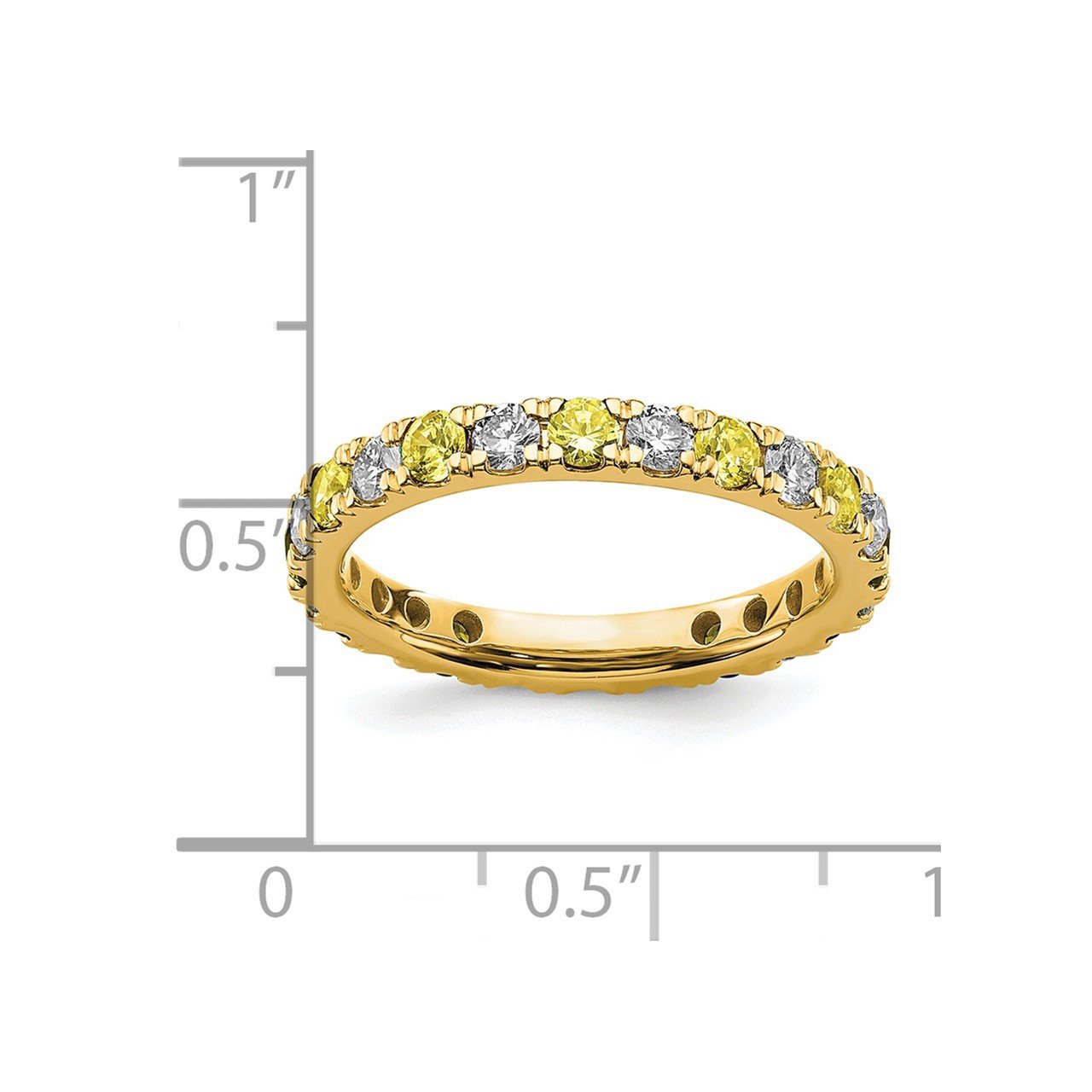 14k Lab Grown Diamond SI1/SI2 G H I and Created Yellow Sapphire Eternity Band-5