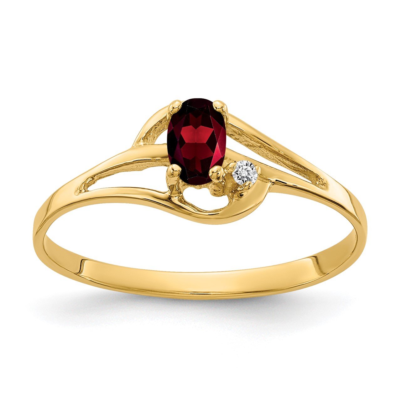 14k 5x3mm Oval Garnet A Diamond ring