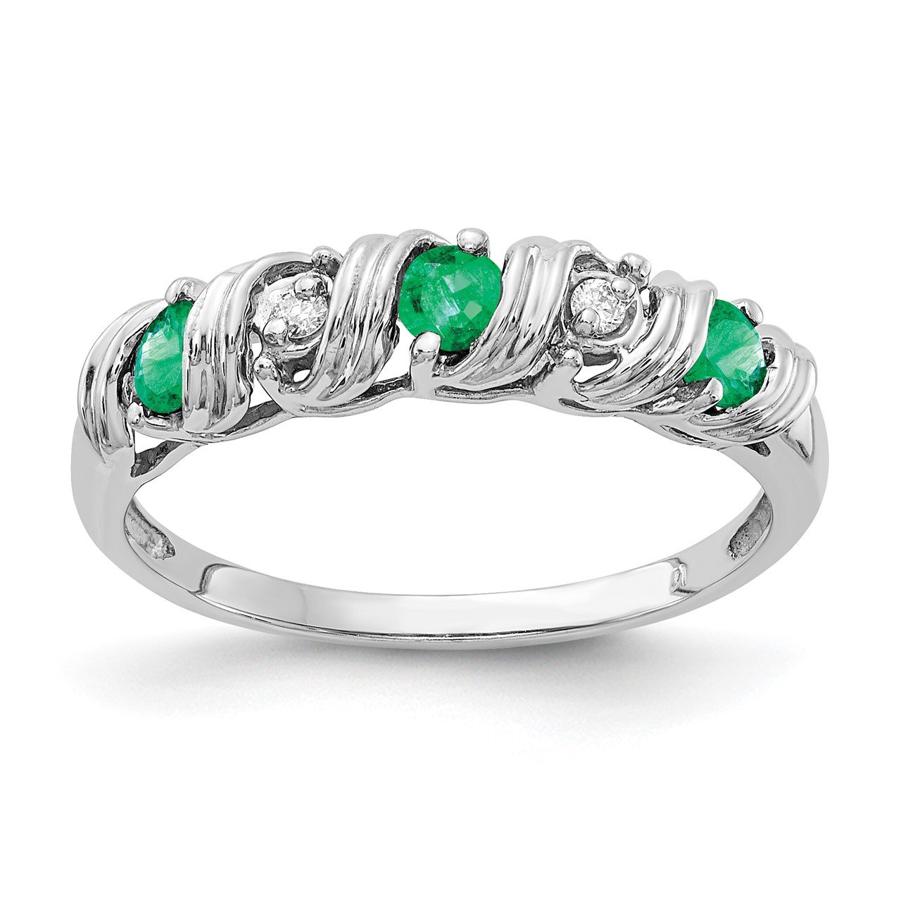 14k White Gold 2.75mm Emerald AA Diamond ring