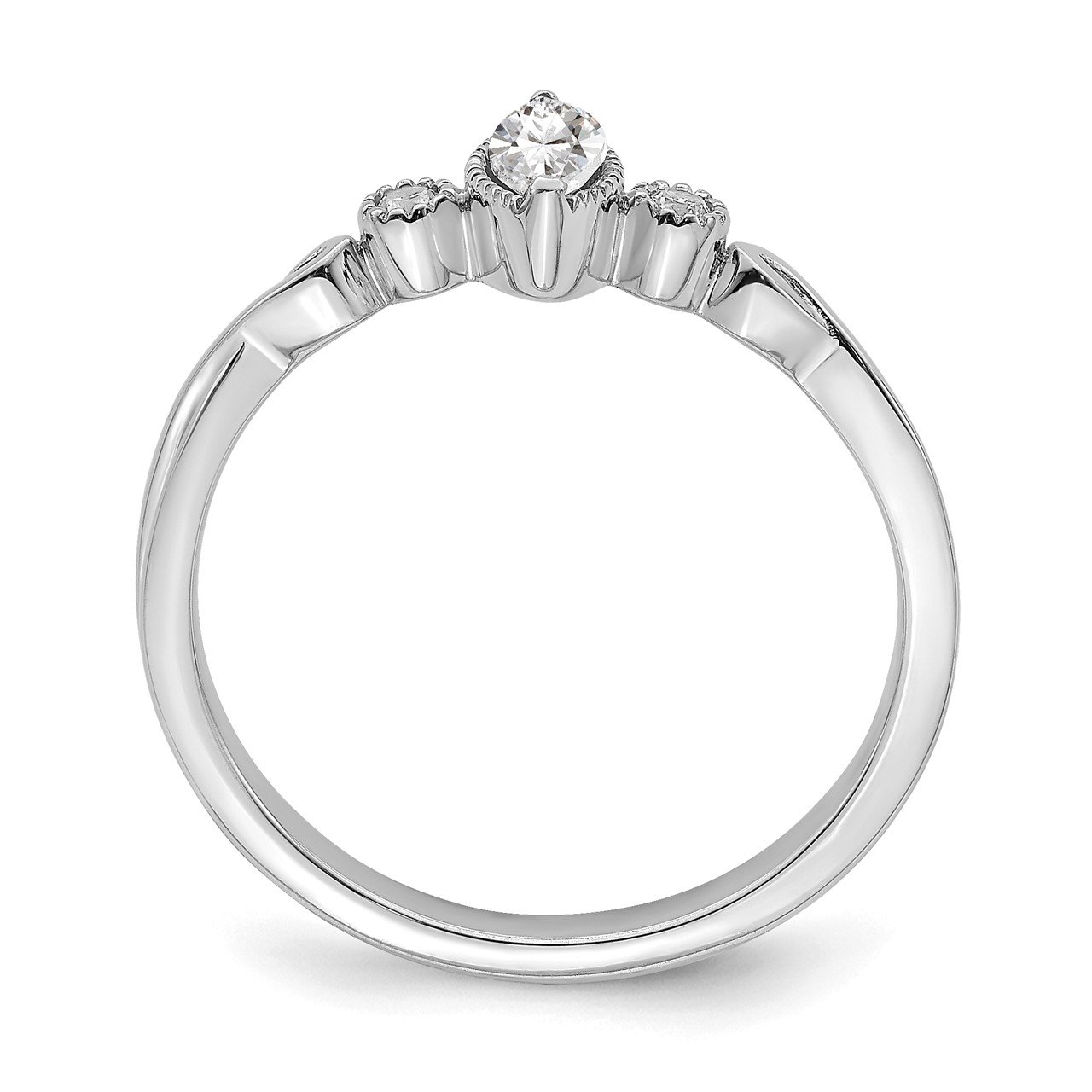 14k White Polish Petite Beaded Edge Marquise Complete Dia Ring-1