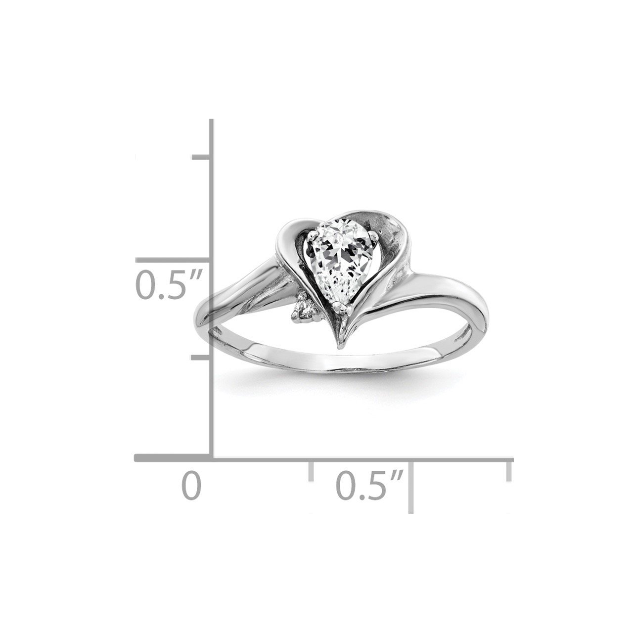 14k White Gold 6x4mm Pear Cubic Zirconia VS Diamond ring-1