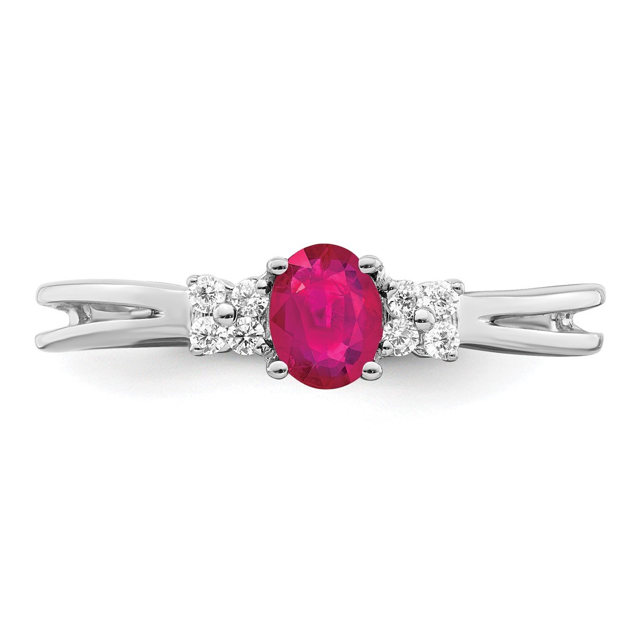 14k White Gold Oval Ruby and Diamond Ring-4