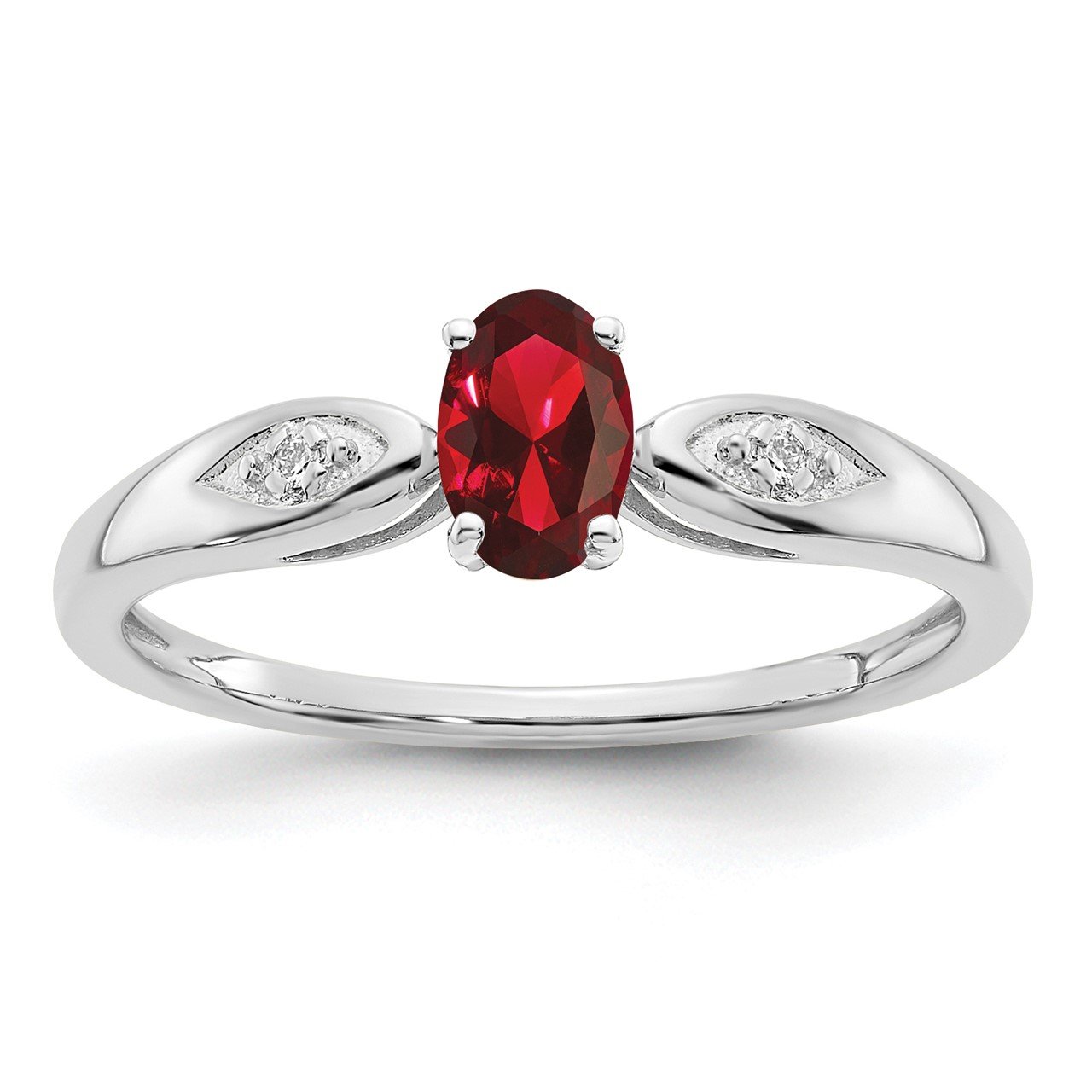 14k White Gold Garnet and Diamond Ring