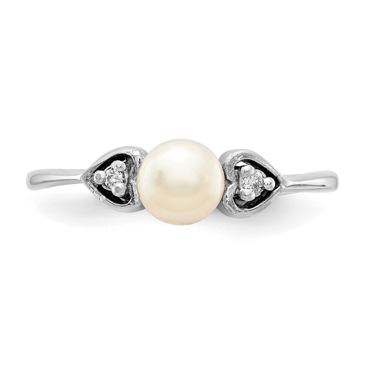 14k White Gold 4.5mm FW Cultured Pearl AAA Diamond ring-3