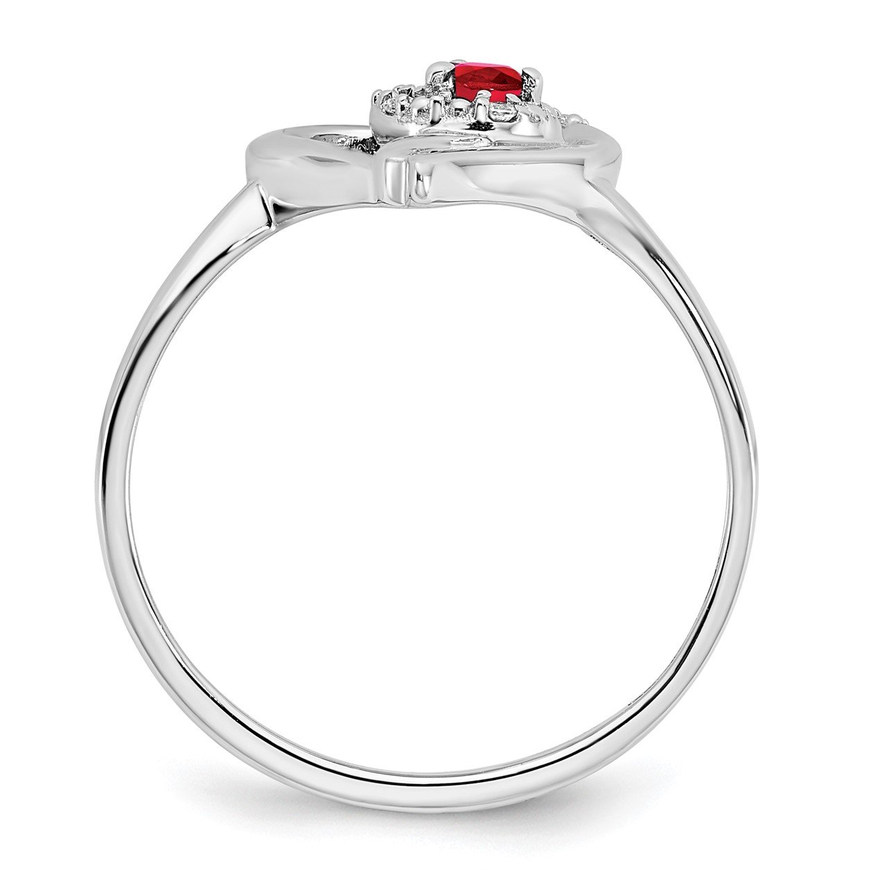 14k White Gold Ruby and Diamond Heart Ring-1