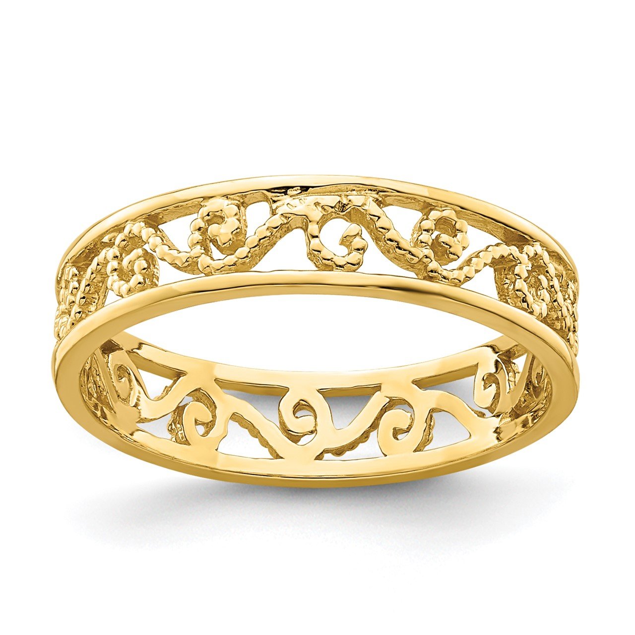 14k Beaded Scroll Cut-Out Band Toe Ring