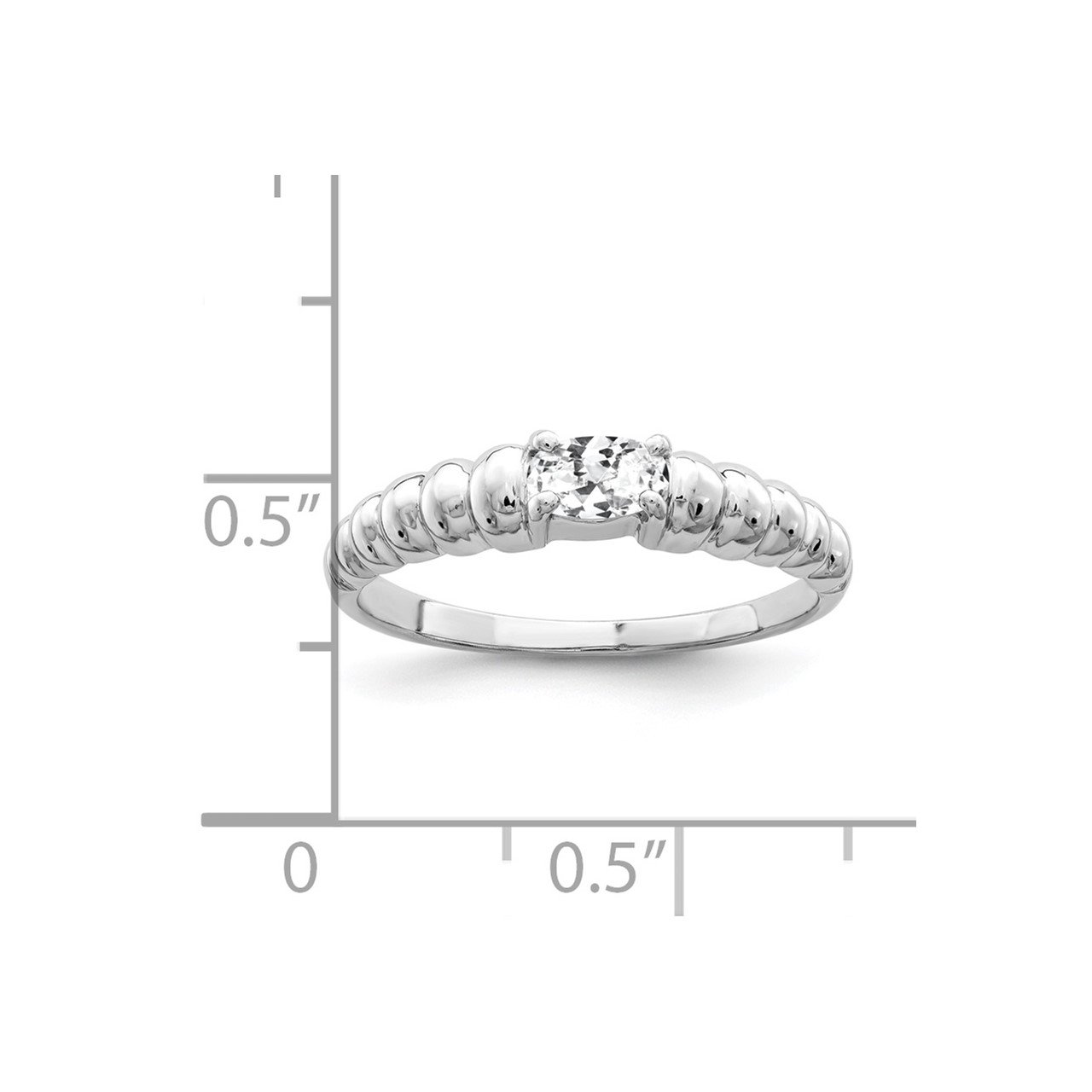 14k White Gold 5x3mm Oval Cubic Zirconia ring-1