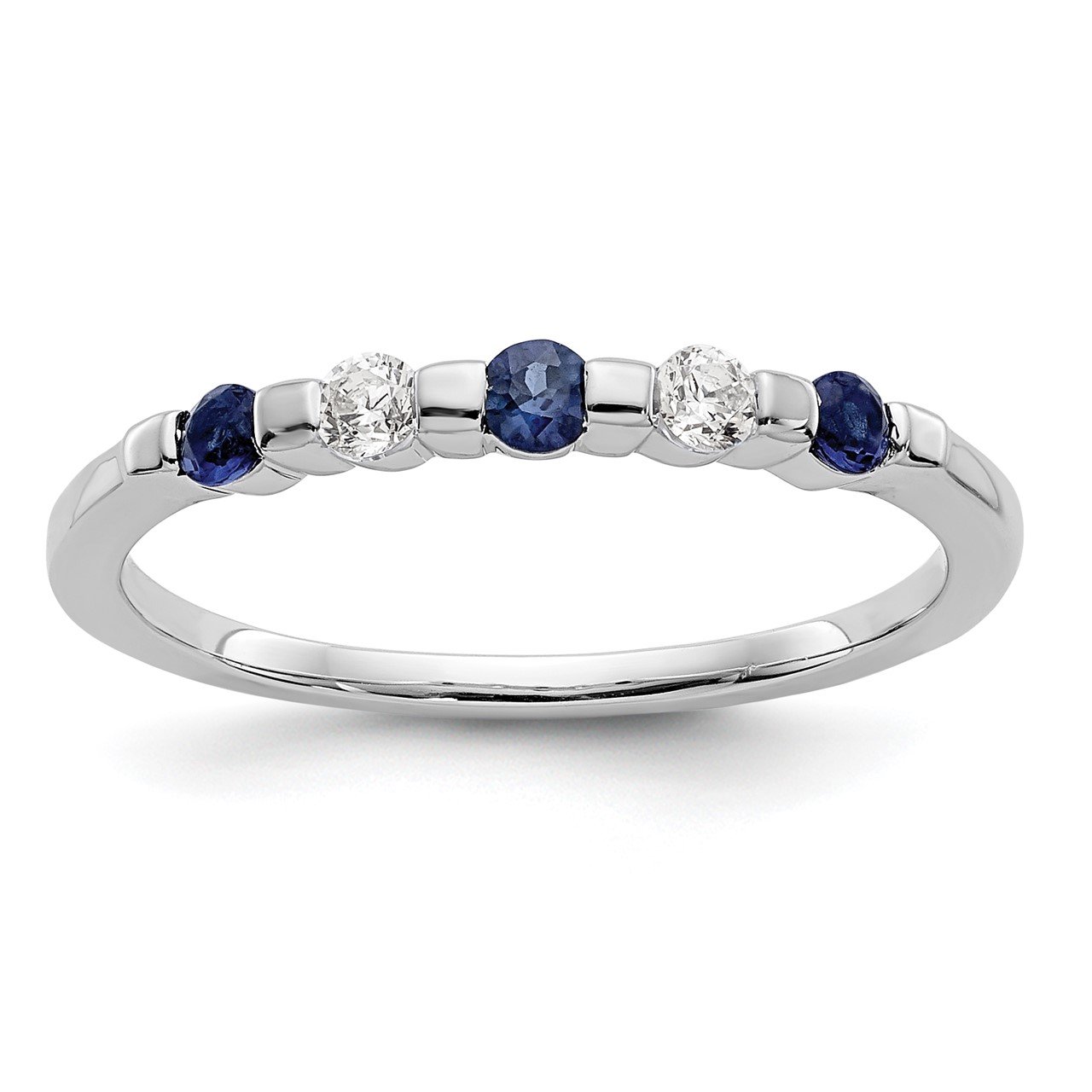 14k White Gold Diamond with Sapphire Band