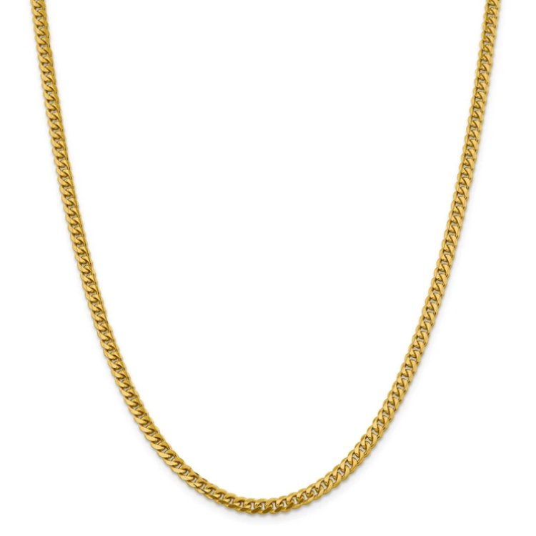 14k Yellow Gold 4.25mm Solid Miami Cuban Link