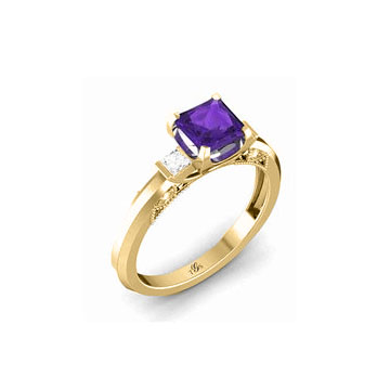 14k White /Yellow / Rose Gold Purple Stone Natural Diamonds Ring-2