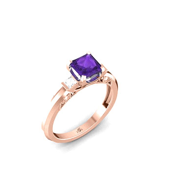 14k White /Yellow / Rose Gold Purple Stone Natural Diamonds Ring-1
