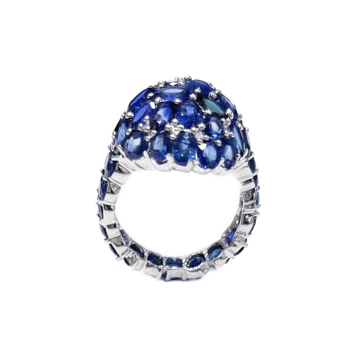 14k White Gold Blue Sapphire Ring