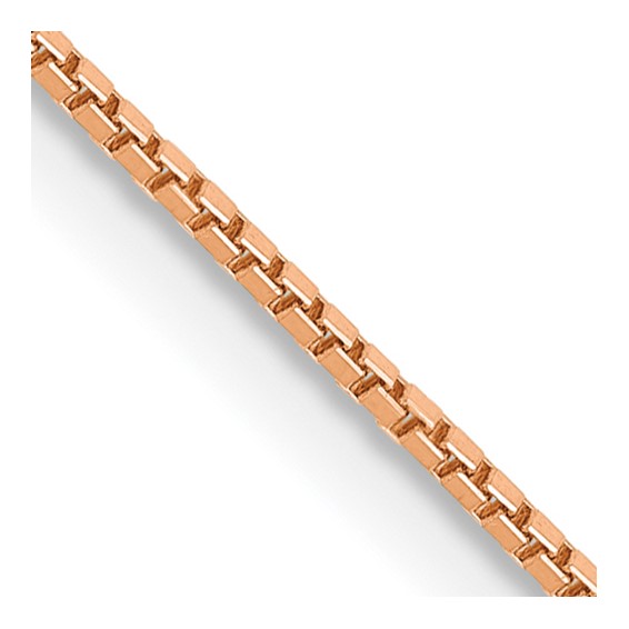 14K Rose Gold 30 inch .9mm Box Link with Lobster Clasp Chain