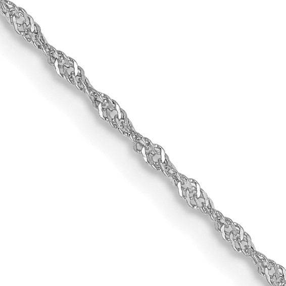 14K White Gold 18 inch 1.10mm Singapore with Spring Ring Clasp Chain